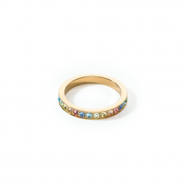 Ring Edelstahl & Kristalle slim gold multicolor pastell