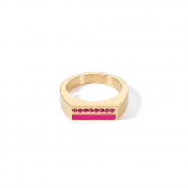 Ring Square Stripes gold-pink