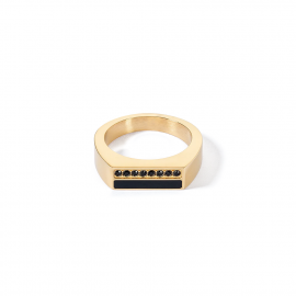 Ring Square Stripes gold-schwarz