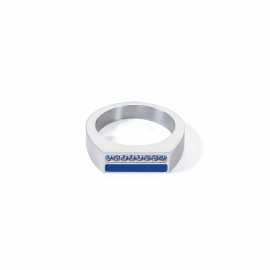 Ring Square Stripes silber-blau