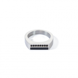 Ring Square Stripes silber – schwarz