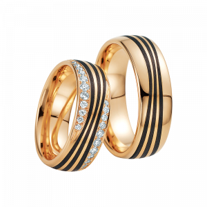 Fischer Carbon küsst Gold Trauringe 23-01250-070 bei Juwelier Spinner