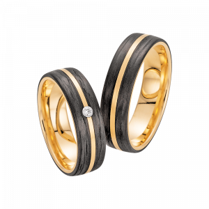 Fischer Carbon küsst Gold Trauringe 23-01340-060 bei Juwelier Spinner