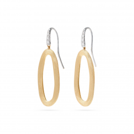 Jaipur Link Ovale Hängeohrringe aus Gold mit Haken aus Diamanten