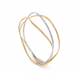 Marrakech Dreireihiger Armreif aus Gold mit Diamanten