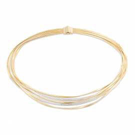 Marrakech Fünfreihige Halskette aus Gelbgold mit 18 Karat mit Diamant-Baguettes