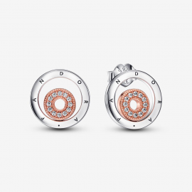 Pandora Signature Bicolor Logo Kreise Ohrringe