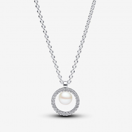 Behandelte Süßwasserzuchtperle & Pavé Collier-Halskette