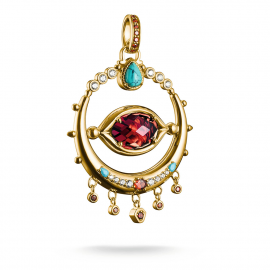 Anhänger Auge Roter Zirkonia Stein Elyndra 18k Vergoldung