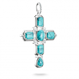 Anhänger Kreuz Türkise Steine Zirkonia Silber