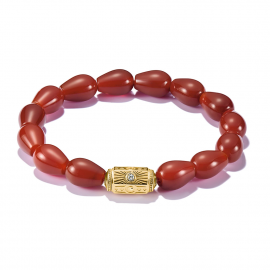 Armband Beads Roter Achat 18k Vergoldung