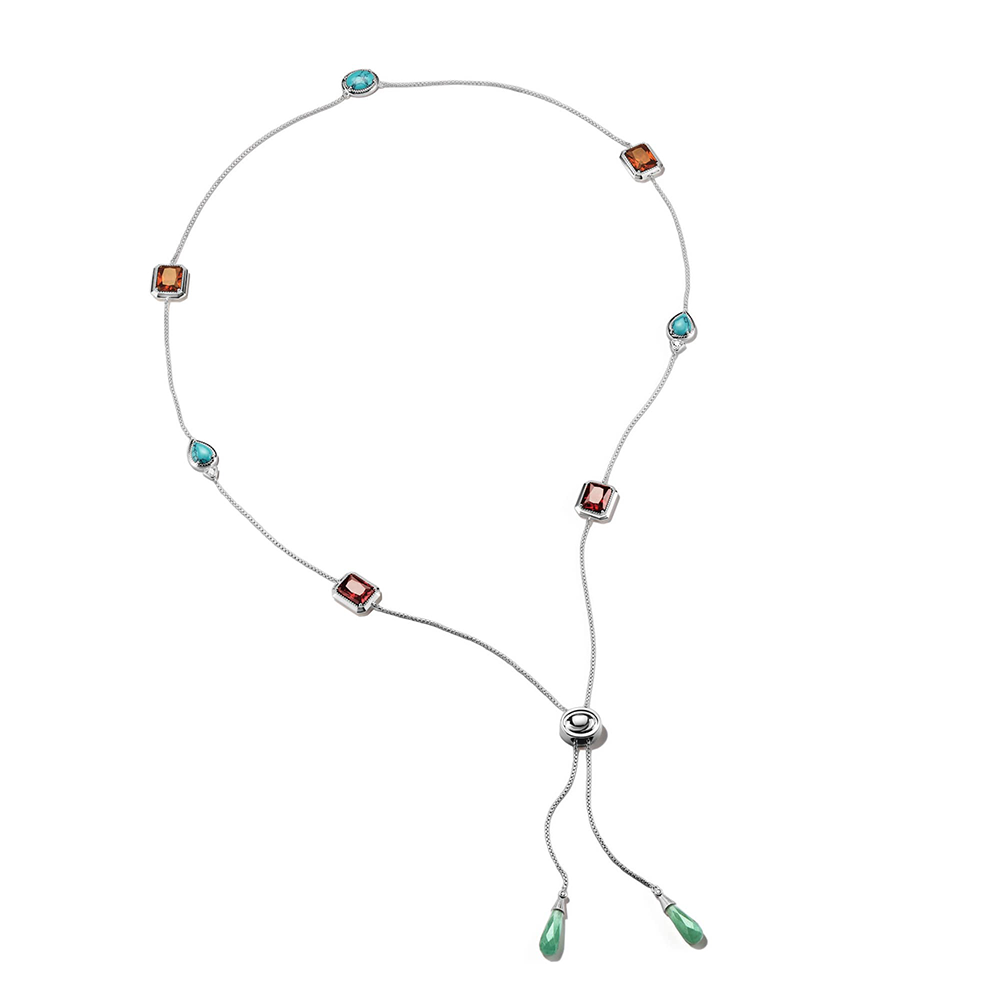 Kette Bunte Steine Elyndra Silber