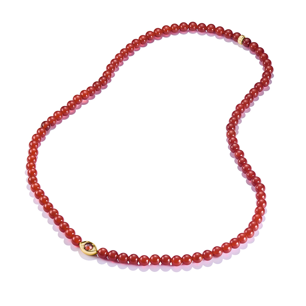 Kette Roter Achat Beads Elyndra 18k Vergoldung