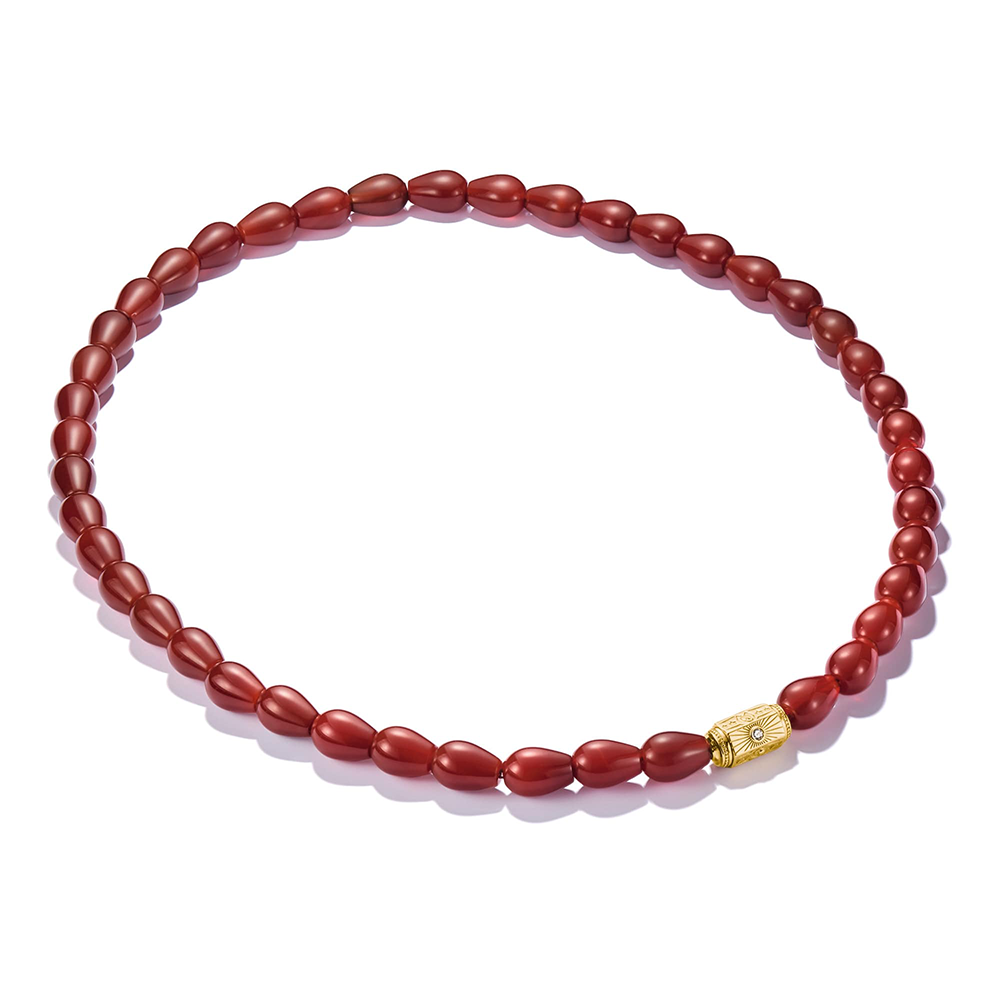 Kette Roter Achat Beads Elyndra 18k Vergoldung