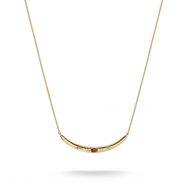 Kette Roter Zirkoniastein Halbform Elyndra 18k Vergoldung