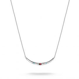 Kette Roter Zirkoniastein Halbform Elyndra Silber