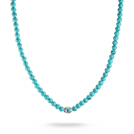 Kette Türkise Beads Auge Elyndra Silber
