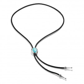 Kette Türkiser Stein Lederkette Elyndra Silber
