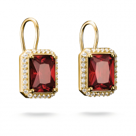 Ohrringe Rote Achteckige Steine 18k Vergoldung