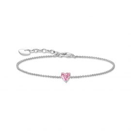 Armband mit pinkfarbenem Zirkonia-Herz Silber