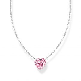 Kette mit pinkfarbenem Herz-Anhänger Silber