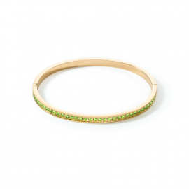 Armreif Edelstahl & Kristalle slim gold grün
