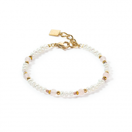 Armband Romantic Süßwasserperlen & Rosenquarz gold