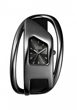Wrap-D black leather watch DZ5629