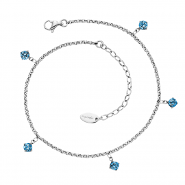 Fußkette Edelstahl silber Shiny mit Zirkonia blau