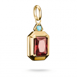Anhänger Roter Zirkonia Stein Elyndra Octagon 18k Vergoldung
