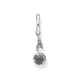 Einzel-Creole mit Anhänger Midnight Rose Silber