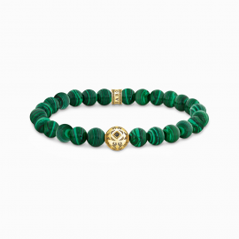 Beads-Armband aus grünen Steinen vergoldet