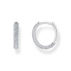 Creolen mit weißem Zirkonia-Pavé Silber