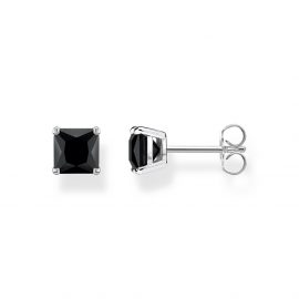 Ohrstecker mit schwarzem Stein Silber