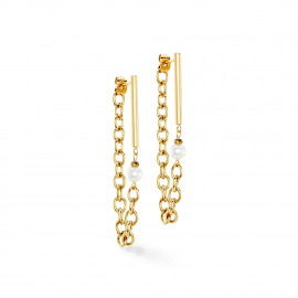 Ohrringe Chain & Pearl Fever weiß-gold