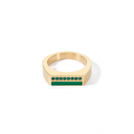 Ring Square Stripes gold-grün
