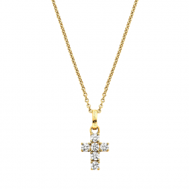 Halskette 925er Silber Kreuz Gold mit Zirkonia