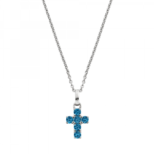 Engelsrufer Cross Halskette 925er Silber Kreuz mit Zirkonia blau ERN-CROSSHOPE-ZT bei Juwelier Spinner