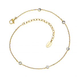 Fußkette Edelstahl Moonlight IP gold mit Zirkonia