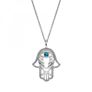 Engelsrufer Halskette 925er Silber Hand Fatimas mit Zirkonia blau ERN-HAND-EYE-ZIBL bei Juwelier Spinner