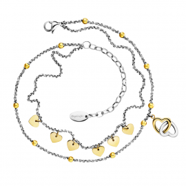 Fußkette Edelstahl Herzen Bicolor