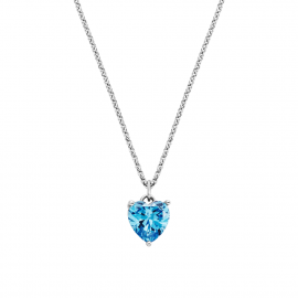 Halskette 925er Silber Herz Shiny mit Zirkonia blau