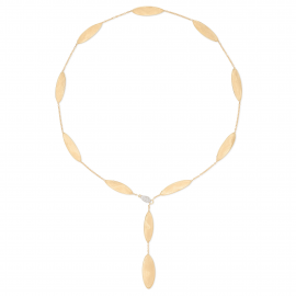 Lunaria Twist Y-Halskette mit Blättern aus 18 Karat Gelbgold