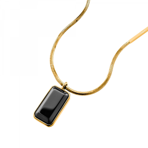 Save Brave Halskette Onyx Gold SBN-FA-PLATE1-ON-G bei Juwelier Spinner