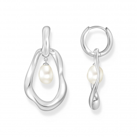 Creolen mit Perlen-Anhänger Natural Beauty Silber