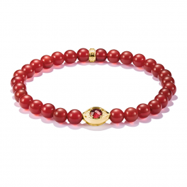 Armband Beads Rot Auge 18k Vergoldung