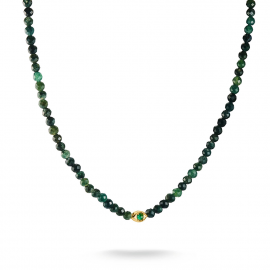 Kette Grüne Mossachat Beads Elyndra 18k Vergoldung
