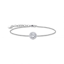 Armband mit Halo-Anhänger und weißen Steinen Silber