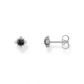 Ohrstecker Vintage mit schwarzem Stein Silber