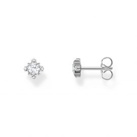 Ohrstecker Vintage mit weißem Stein Silber